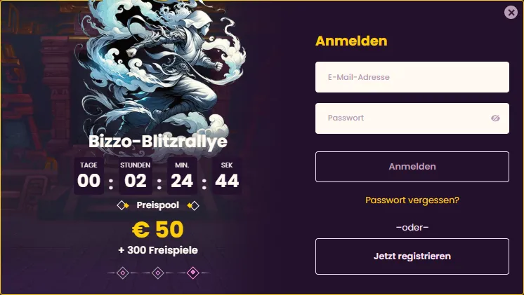 bizzo casino log in